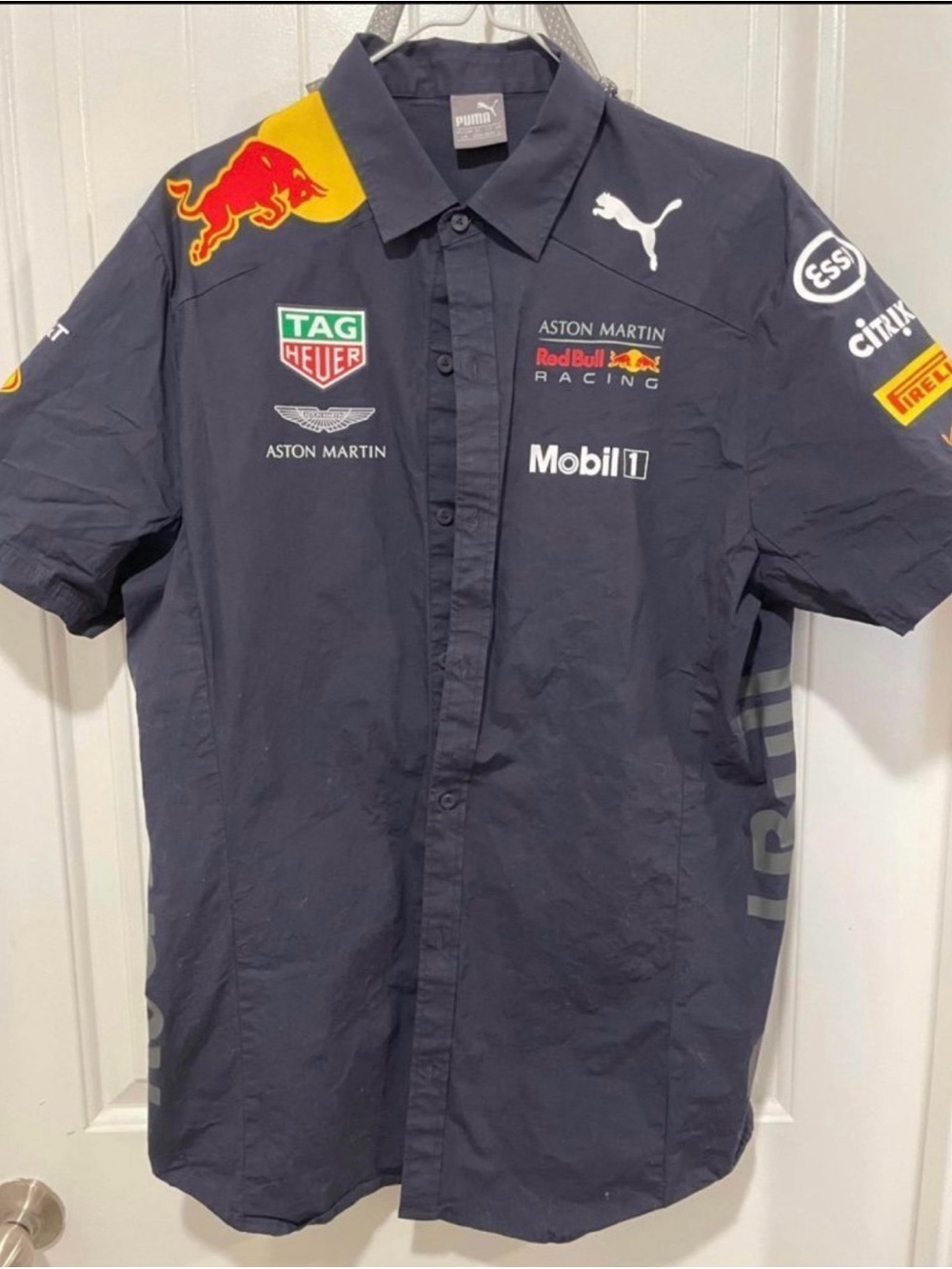 Puma Navy Short Sleeve Red Bull Racing Button-Down Team Shirt 2017 Team